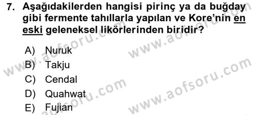 Dünya Mutfakları 2 Dersi 2016 - 2017 Yılı (Final) Dönem Sonu Sınav Soruları 7. Soru