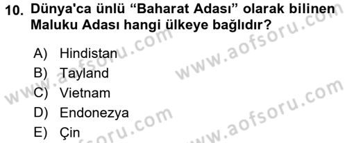Dünya Mutfakları 2 Dersi 2017 - 2018 Yılı 3 Ders Sınav Soruları 10. Soru