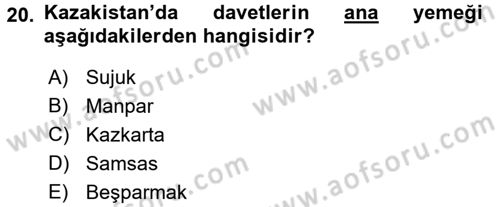 Dünya Mutfakları 2 Dersi 2017 - 2018 Yılı 3 Ders Sınav Soruları 20. Soru