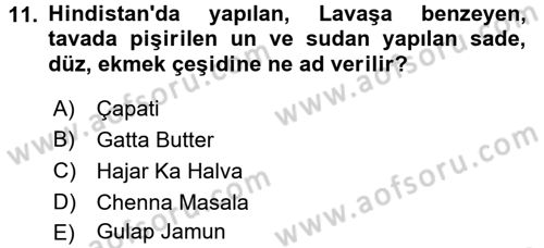 Dünya Mutfakları 2 Dersi 2017 - 2018 Yılı (Vize) Ara Sınav Soruları 11. Soru