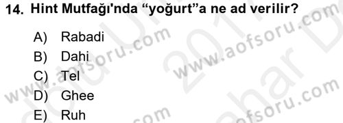 Dünya Mutfakları 2 Dersi 2017 - 2018 Yılı (Vize) Ara Sınav Soruları 14. Soru