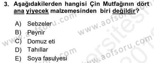 Dünya Mutfakları 2 Dersi 2017 - 2018 Yılı (Vize) Ara Sınav Soruları 3. Soru