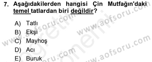 Dünya Mutfakları 2 Dersi 2017 - 2018 Yılı (Final) Dönem Sonu Sınav Soruları 7. Soru