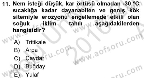 Gıda Coğrafyası Dersi Ara Sınavı Deneme Sınav Soruları 11. Soru