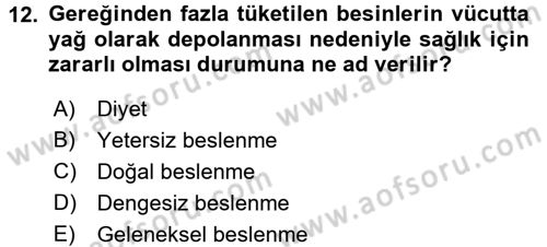 Gıda Coğrafyası Dersi Ara Sınavı Deneme Sınav Soruları 12. Soru