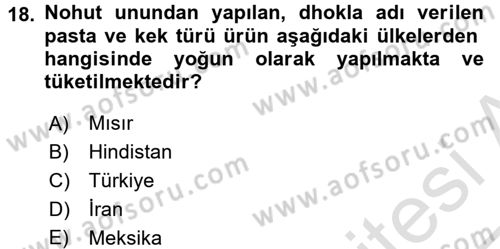 Gıda Coğrafyası Dersi Ara Sınavı Deneme Sınav Soruları 18. Soru