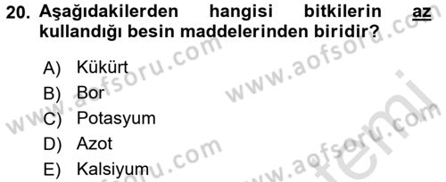 Gıda Coğrafyası Dersi Ara Sınavı Deneme Sınav Soruları 20. Soru