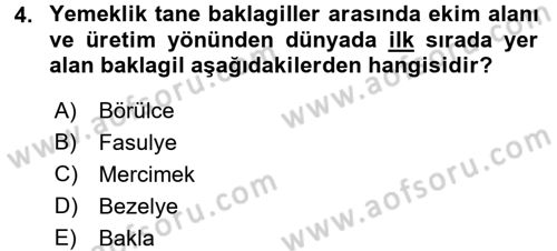 Gıda Coğrafyası Dersi Ara Sınavı Deneme Sınav Soruları 4. Soru