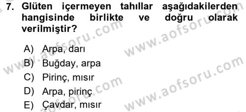 Gıda Coğrafyası Dersi Ara Sınavı Deneme Sınav Soruları 7. Soru