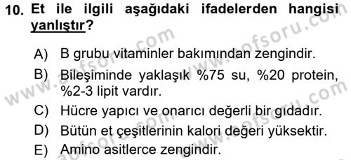 Gıda Coğrafyası Dersi 2016 - 2017 Yılı (Final) Dönem Sonu Sınav Soruları 10. Soru