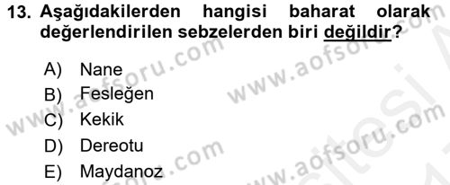 Gıda Coğrafyası Dersi 2016 - 2017 Yılı (Final) Dönem Sonu Sınav Soruları 13. Soru