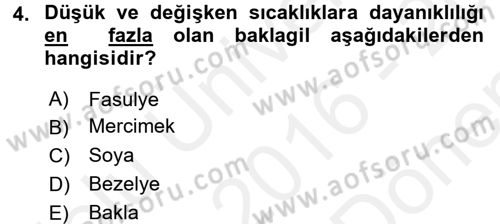 Gıda Coğrafyası Dersi 2016 - 2017 Yılı (Final) Dönem Sonu Sınav Soruları 4. Soru