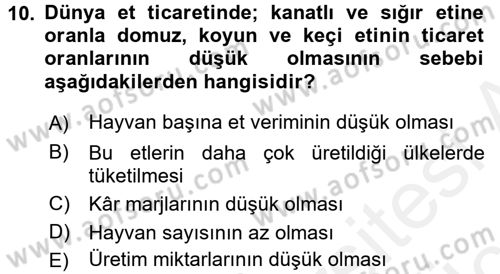 Gıda Coğrafyası Dersi 2017 - 2018 Yılı 3 Ders Sınav Soruları 10. Soru