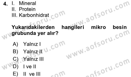 Gıda Coğrafyası Dersi 2017 - 2018 Yılı 3 Ders Sınav Soruları 4. Soru