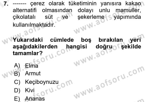 Gıda Coğrafyası Dersi 2017 - 2018 Yılı 3 Ders Sınav Soruları 7. Soru