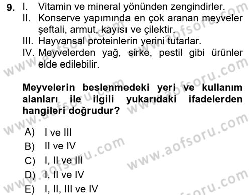 Gıda Coğrafyası Dersi 2017 - 2018 Yılı 3 Ders Sınav Soruları 9. Soru