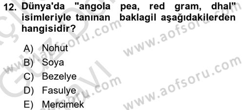 Gıda Coğrafyası Dersi Ara Sınavı Deneme Sınav Soruları 12. Soru