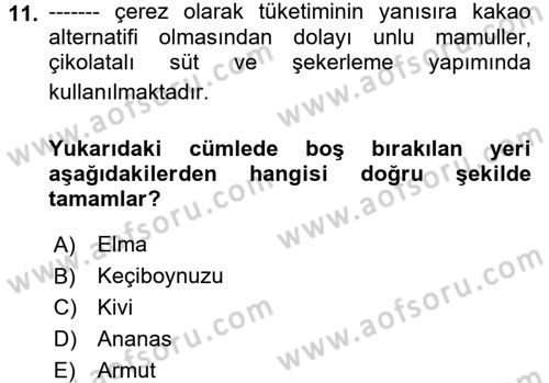 Gıda Coğrafyası Dersi 2017 - 2018 Yılı (Final) Dönem Sonu Sınav Soruları 11. Soru