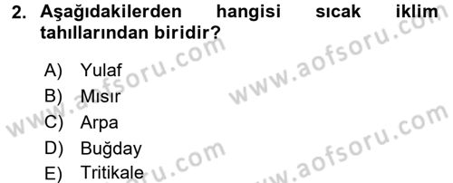 Gıda Coğrafyası Dersi 2017 - 2018 Yılı (Final) Dönem Sonu Sınav Soruları 2. Soru