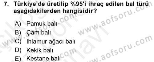 Gıda Coğrafyası Dersi 2017 - 2018 Yılı (Final) Dönem Sonu Sınav Soruları 7. Soru