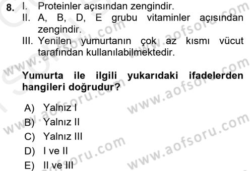 Gıda Coğrafyası Dersi 2017 - 2018 Yılı (Final) Dönem Sonu Sınav Soruları 8. Soru