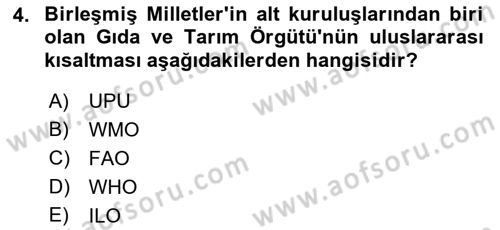 Gıda Coğrafyası Dersi Ara Sınavı Deneme Sınav Soruları 4. Soru