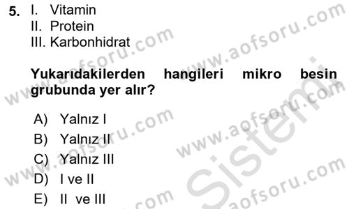 Gıda Coğrafyası Dersi Ara Sınavı Deneme Sınav Soruları 5. Soru