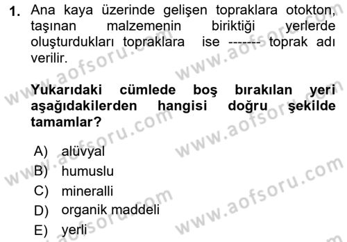 Gıda Coğrafyası Dersi Ara Sınavı Deneme Sınav Soruları 1. Soru