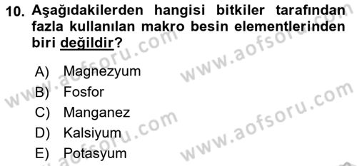 Gıda Coğrafyası Dersi Ara Sınavı Deneme Sınav Soruları 10. Soru