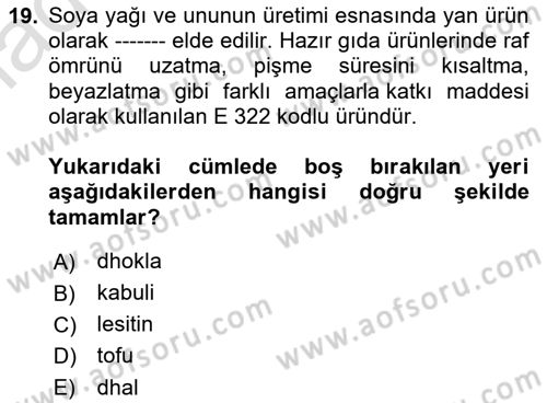 Gıda Coğrafyası Dersi Ara Sınavı Deneme Sınav Soruları 19. Soru