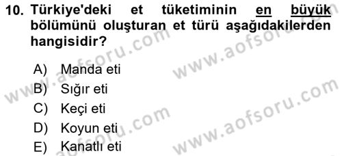 Gıda Coğrafyası Dersi 2022 - 2023 Yılı (Final) Dönem Sonu Sınav Soruları 10. Soru