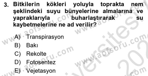 Gıda Coğrafyası Dersi 2022 - 2023 Yılı (Final) Dönem Sonu Sınav Soruları 3. Soru