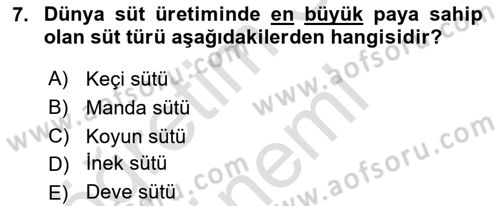 Gıda Coğrafyası Dersi 2022 - 2023 Yılı (Final) Dönem Sonu Sınav Soruları 7. Soru