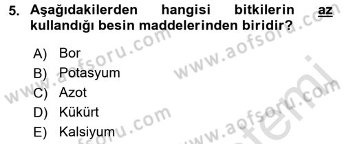 Gıda Coğrafyası Dersi Ara Sınavı Deneme Sınav Soruları 5. Soru