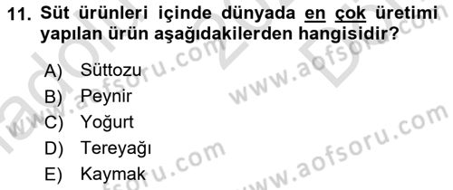 Gıda Coğrafyası Dersi 2023 - 2024 Yılı (Final) Dönem Sonu Sınav Soruları 11. Soru