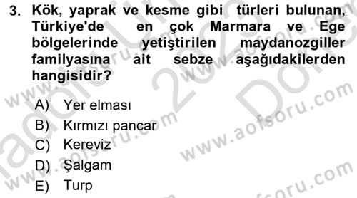 Gıda Coğrafyası Dersi 2023 - 2024 Yılı (Final) Dönem Sonu Sınav Soruları 3. Soru