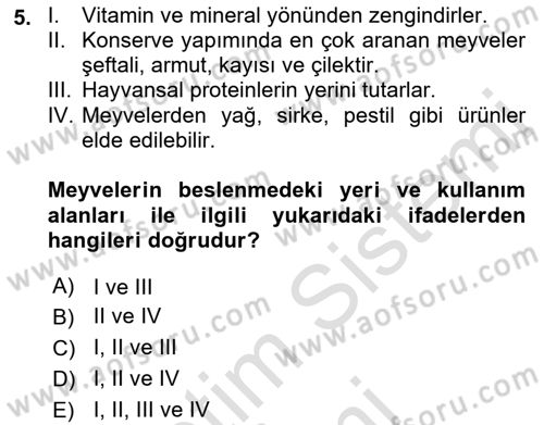 Gıda Coğrafyası Dersi 2023 - 2024 Yılı (Final) Dönem Sonu Sınav Soruları 5. Soru
