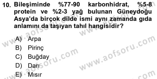 Gıda Coğrafyası Dersi Ara Sınavı Deneme Sınav Soruları 10. Soru