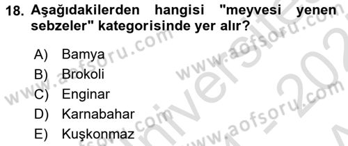 Gıda Coğrafyası Dersi Ara Sınavı Deneme Sınav Soruları 18. Soru