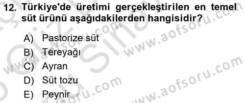 Gıda Coğrafyası Dersi 2024 - 2025 Yılı (Final) Dönem Sonu Sınav Soruları 12. Soru