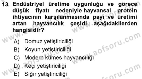 Gıda Coğrafyası Dersi 2024 - 2025 Yılı (Final) Dönem Sonu Sınav Soruları 13. Soru