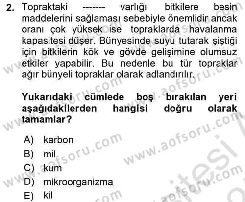 Gıda Coğrafyası Dersi 2024 - 2025 Yılı (Final) Dönem Sonu Sınav Soruları 2. Soru