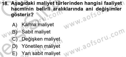 Mutfak Hizmetleri Yönetimi Dersi 2016 - 2017 Yılı 3 Ders Sınav Soruları 18. Soru