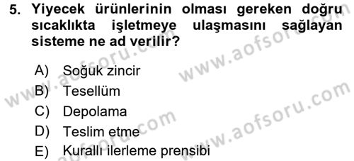 Mutfak Hizmetleri Yönetimi Dersi 2016 - 2017 Yılı 3 Ders Sınav Soruları 5. Soru