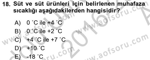 Mutfak Hizmetleri Yönetimi Dersi 2016 - 2017 Yılı (Vize) Ara Sınav Soruları 18. Soru