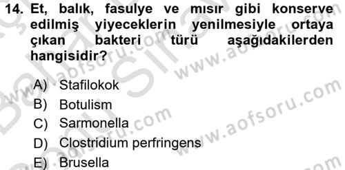 Mutfak Hizmetleri Yönetimi Dersi 2016 - 2017 Yılı (Final) Dönem Sonu Sınav Soruları 14. Soru