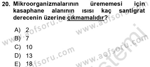 Mutfak Hizmetleri Yönetimi Dersi 2016 - 2017 Yılı (Final) Dönem Sonu Sınav Soruları 20. Soru