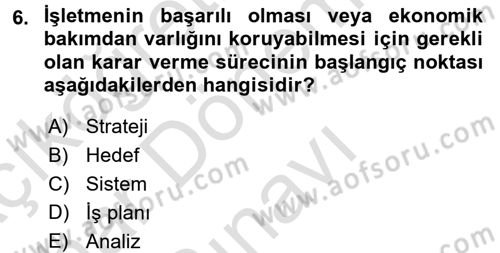 Mutfak Hizmetleri Yönetimi Dersi 2016 - 2017 Yılı (Final) Dönem Sonu Sınav Soruları 6. Soru