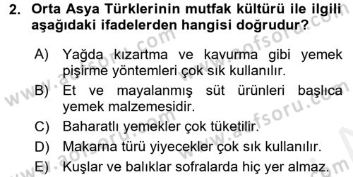 Mutfak Hizmetleri Yönetimi Dersi 2017 - 2018 Yılı 3 Ders Sınav Soruları 2. Soru