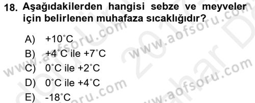Mutfak Hizmetleri Yönetimi Dersi 2017 - 2018 Yılı (Vize) Ara Sınav Soruları 18. Soru
